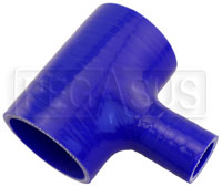Click for a larger picture of Blue Silicone T-Hose, 63mm (2.50") ID w/25mm (1") ID Branch