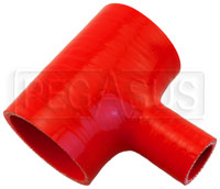 Click for a larger picture of Red Silicone T-Hose, 63mm (2.50") ID w/25mm (1") ID Branch