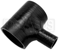 Click for a larger picture of Black Silicone T-Hose, 70mm (2.75") ID w/25mm (1") ID Branch
