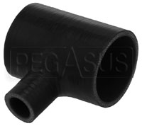 Click for a larger picture of Black Silicone T-Hose, 70mm (2.75") ID w/25mm (1") ID Branch