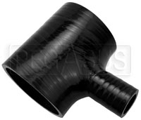 Click for a larger picture of Black Silicone T-Hose, 76mm (3.00") ID w/25mm (1") ID Branch