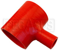 Click for a larger picture of Red Silicone T-Hose, 76mm (3.00") ID w/25mm (1") ID Branch