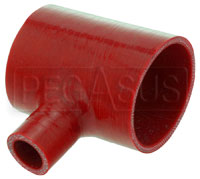 Click for a larger picture of Red Silicone T-Hose, 76mm (3.00") ID w/25mm (1") ID Branch