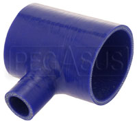 Click for a larger picture of Blue Silicone T-Hose, 76mm (3.00") ID w/25mm (1") ID Branch