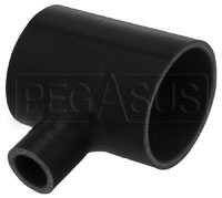 Click for a larger picture of Black Silicone T-Hose, 76mm (3.00") ID w/25mm (1") ID Branch