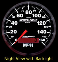 Large photo of Sport Comp II 3 3/8 inch Speedometer, 160mph, Programmable, Pegasus Part No. AM3688