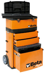 Large photo of Beta Tools C41H Two Module Tool Trolley, High - Orange, Pegasus Part No. BT-041000002