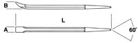 Click for a larger picture of Beta Tools 963 Pry Bar with 1 Pointed, 1 Bent Flat End, 16"