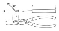 Click for a larger picture of Beta Tools 1033 45 deg. Internal Circlip Pliers, 140 x 09mm