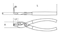 Click for a larger picture of Beta 1034L 90 deg. Curved Long Nose Pliers for Safety Rings