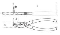 Click for a larger picture of Beta Tools 1034 90 deg. Internal Circlip Pliers, 210mm