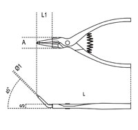 Click for a larger picture of Beta Tools 1037 External Circlip Pliers, 45 deg, 140 x 0.9mm