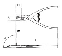 Click for a larger picture of Beta Tools 1038 External Circlip Pliers, 90 deg, 300mm