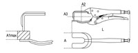 Click for a larger picture of Beta Tools 1060/200 Self-Locking Pliers, Forked Jaws, 8"