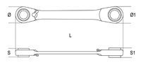 Click for a larger picture of Beta 195/12x13 Ratcheting Double Box End Wrench, 12mm/13mm