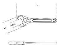 Click for a larger picture of Beta Tools 111/200 Adjustable Wrench w/ Scale, Chrome, 8"