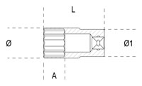 Click for a larger picture of Beta Tools 920AL/19 1/2" Drive 6-Point Deep Socket, 19mm