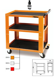 Click for a larger picture of Beta Tools C51-O Easy Trolley 3-Shelf Shop Cart, Orange