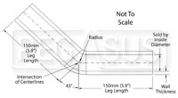 Click for a larger picture of Red Silicone Hose, 1 1/4" I.D. 45 degree Elbow, 6" Legs