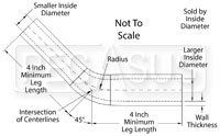 Click for a larger picture of Black Silicone Hose, 1 1/2 x 1 3/8" 45 deg. Reducing Elbow