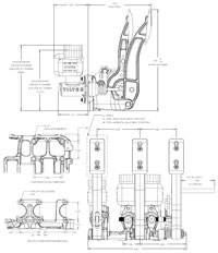 Click for a larger picture of Tilton 3-Pedal Assembly, 5.29 - 5.75 Ratio, Floor Mt, Alum