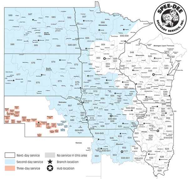 SPEE-DEE Delivery Service Map for Zip Code 53146