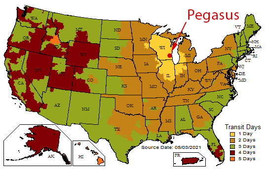 Ups Lead Time Map Pegasus - Ups Ground Transit Time Map From Zip Code 53146